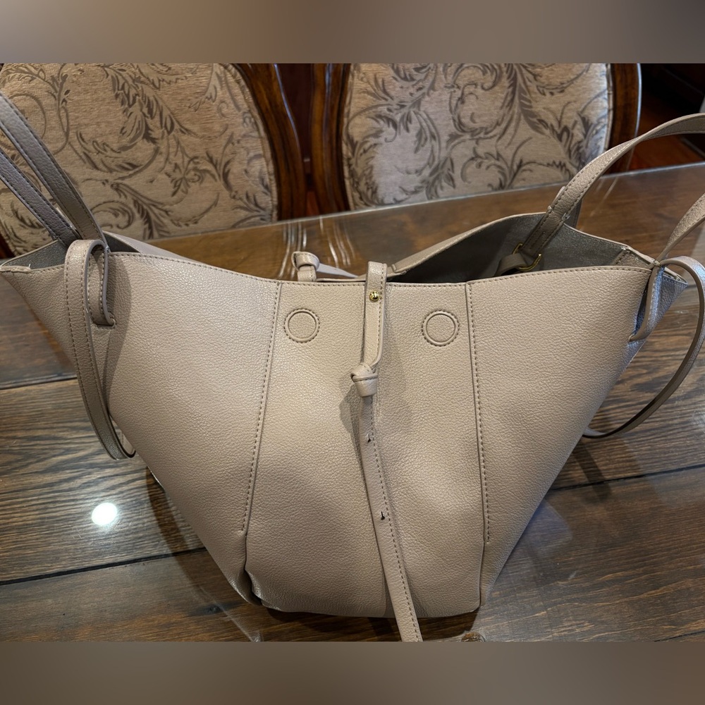 Polene Cyme Textured Taupe Leather Tote - Picture 14 of 16